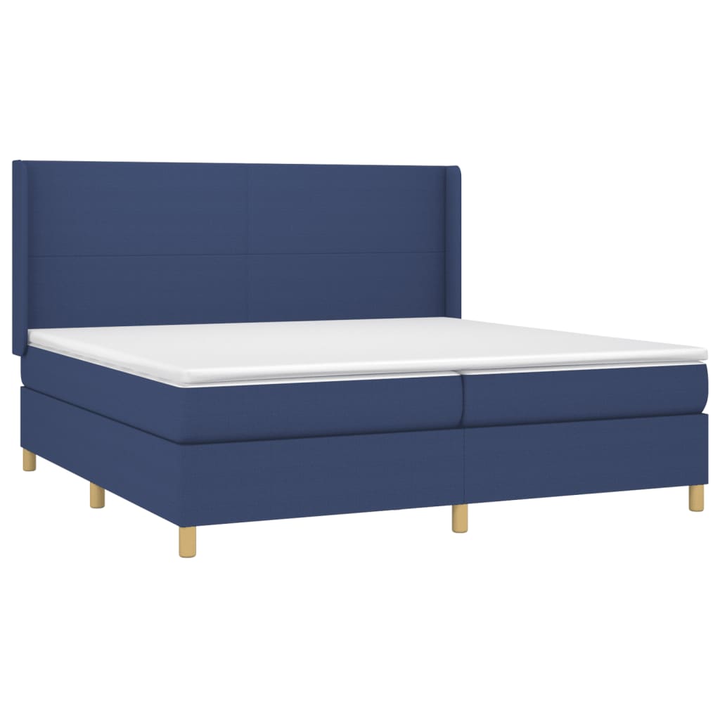 vidaXL Boxspring met matras stof blauw 200x200 cm afbeelding