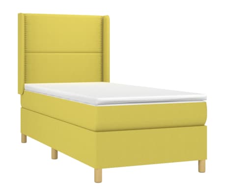 vidaXL Lova su spyruoklėmis ir čiužiniu, žalia, 80x200cm, audinys