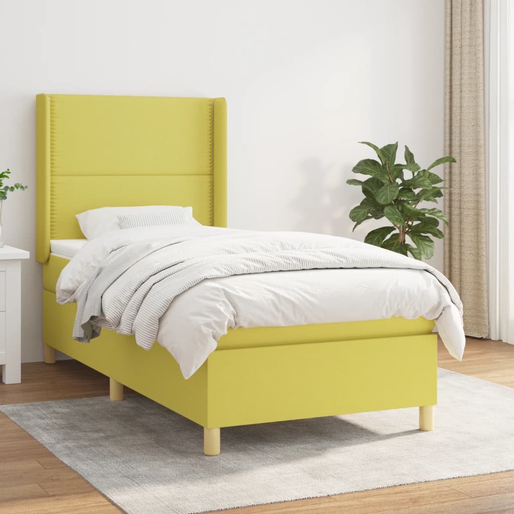 vidaXL Box spring postel s matrací zelená 80 x 200 cm textil