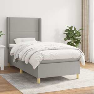 Box spring postel s matrací světle šedá 90x190 cm textil - obrázek 1