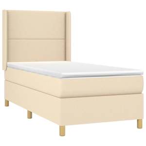 Box spring postel s matrací krémová 90x190 cm textil - obrázek 3