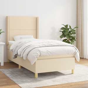 Box spring postel s matrací krémová 90x190 cm textil - obrázek 1