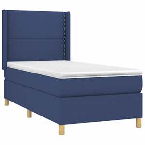 Box spring postel s matrací modrá 90x190 cm textil - obrázek 3