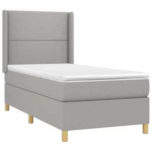 Box spring postel s matrací světle šedý 100 x 200 cm textil - obrázek 3
