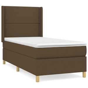 Box spring postel s matrací tmavě hnědá 100 x 200 cm textil - obrázek 2