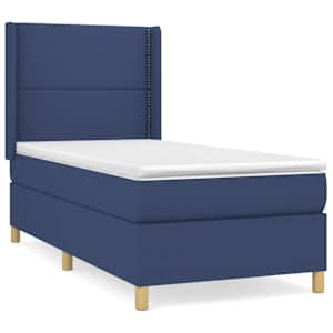 Box spring postel s matrací modrá 100 x 200 cm textil - obrázek 2