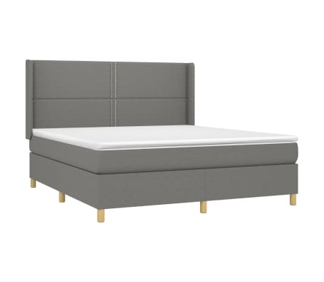 vidaXL Sommier &agrave; lattes de lit avec matelas Gris fonc&eacute; 160x200cm Tissu