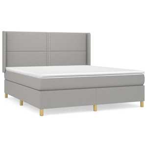 Box spring postel s matrací světle šedá 180 x 200 cm textil - obrázek 2