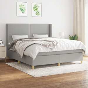 Box spring postel s matrací světle šedá 180 x 200 cm textil - obrázek 1