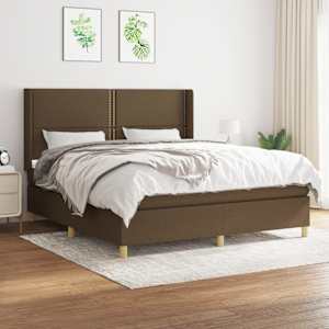 Box spring postel s matrací tmavě hnědá 180x200 cm textil - obrázek 1