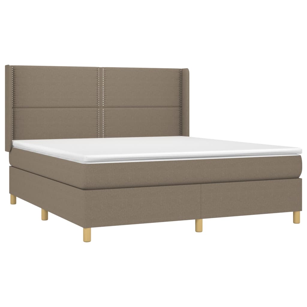 vidaXL Boxspring met matras stof taupe 180x200 cm afbeelding