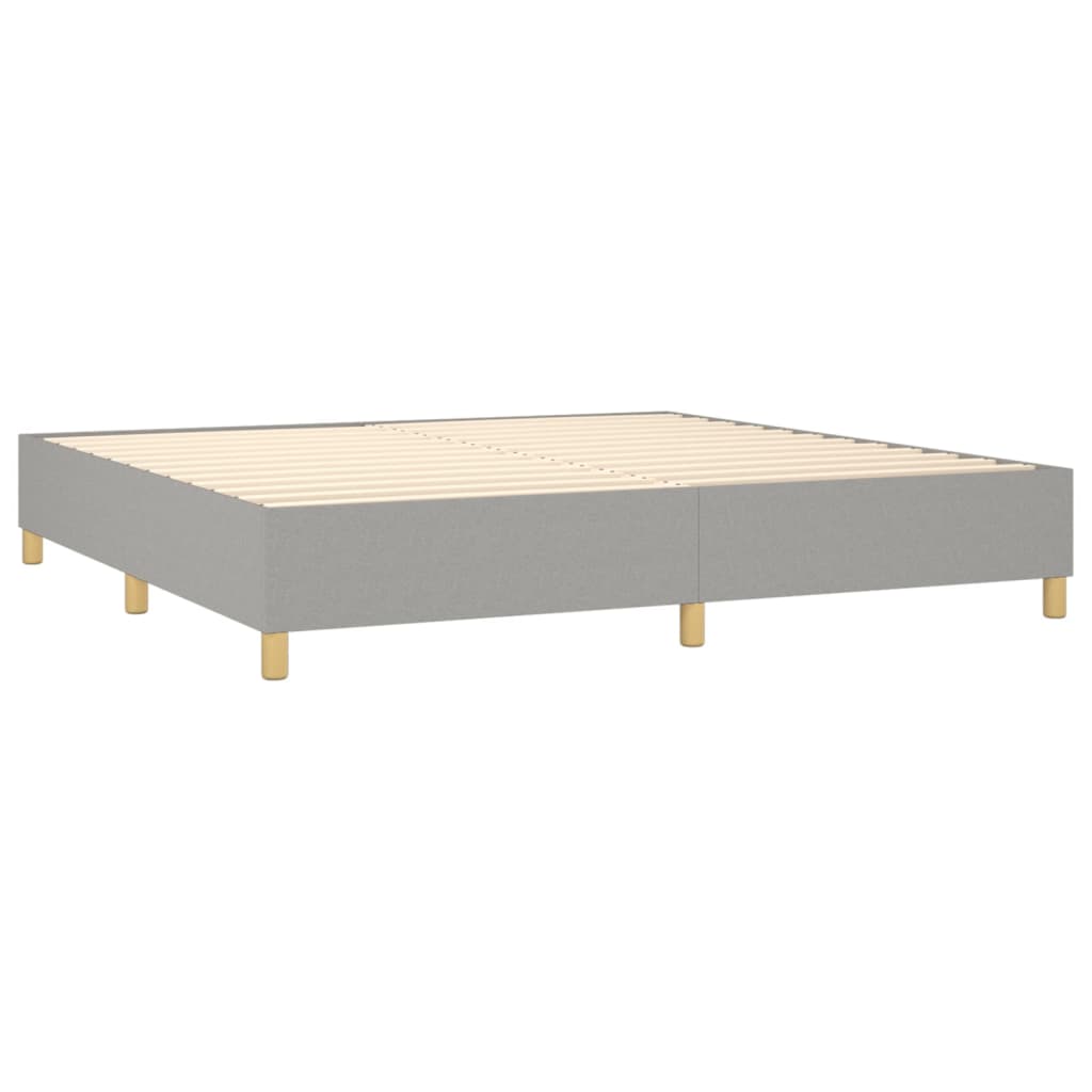 Box spring postelja z vzmetnico svetlo siva 200x200 cm blago