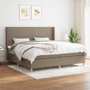 Box spring postel s matrací taupe 200x200 cm textil - obrázek 1