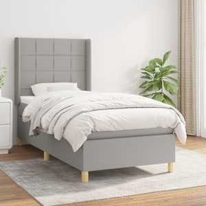 Box spring postel s matrací světle šedá 80 x 200 cm textil - obrázek 1
