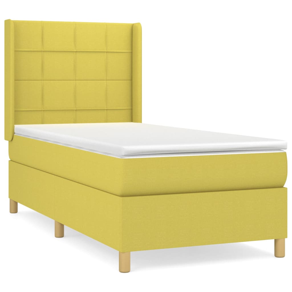 Pat box spring cu saltea, verde, 80x200 cm, textil