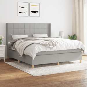 Box spring postel s matrací světle šedá 160 x 200 cm textil - obrázek 1