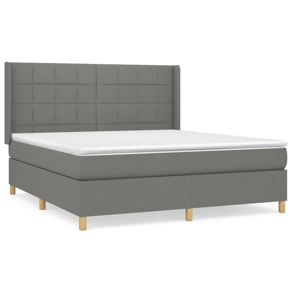 vidaXL Box spring postelja z vzmetnico temno siva 160x200 cm blago