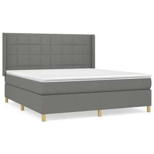 Box spring postel s matrací tmavě šedá 160x200 cm textil - obrázek 2
