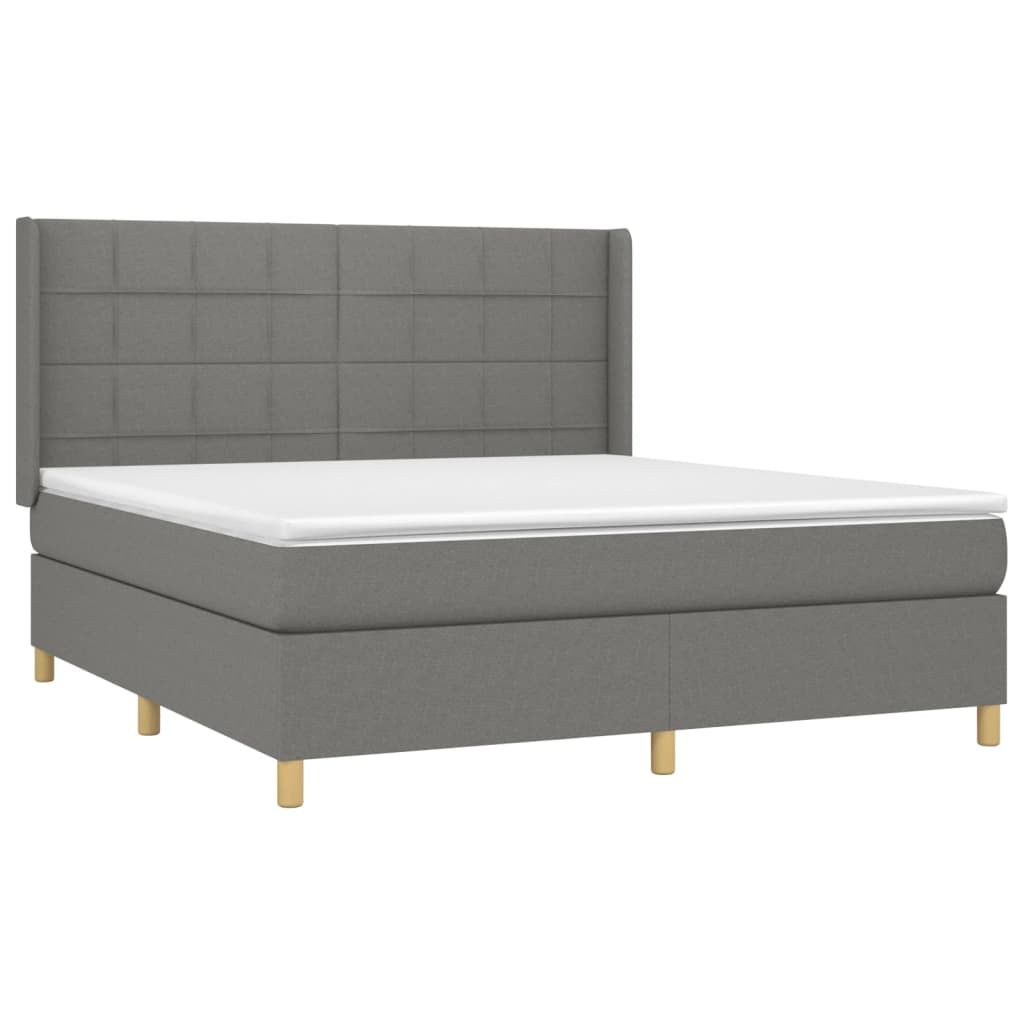 vidaXL Boxspring met matras stof donkergrijs 160x200 cm afbeelding