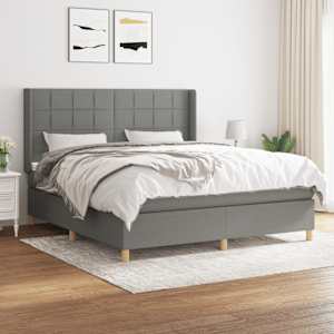 Box spring postel s matrací tmavě šedá 160x200 cm textil - obrázek 1