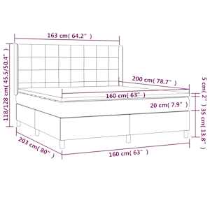 Box spring postel s matrací tmavě hnědá 160x200 cm textil - obrázek 7