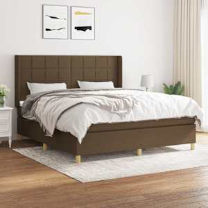 Box spring postel s matrací tmavě hnědá 160x200 cm textil - obrázek 1