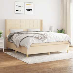 Box spring postel s matrací krémová 160x200 cm textil - obrázek 1