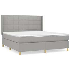 Box spring postel s matrací světle šedá 180 x 200 cm textil - obrázek 2