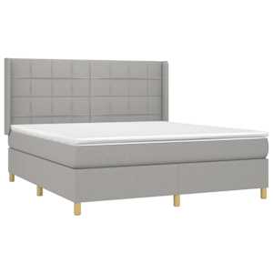 Box spring postel s matrací světle šedá 180 x 200 cm textil - obrázek 3