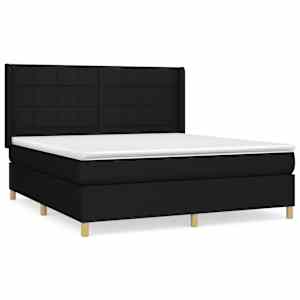 Box spring postel s matrací černá 180x200 cm textil - obrázek 2