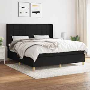 Box spring postel s matrací černá 180x200 cm textil - obrázek 1