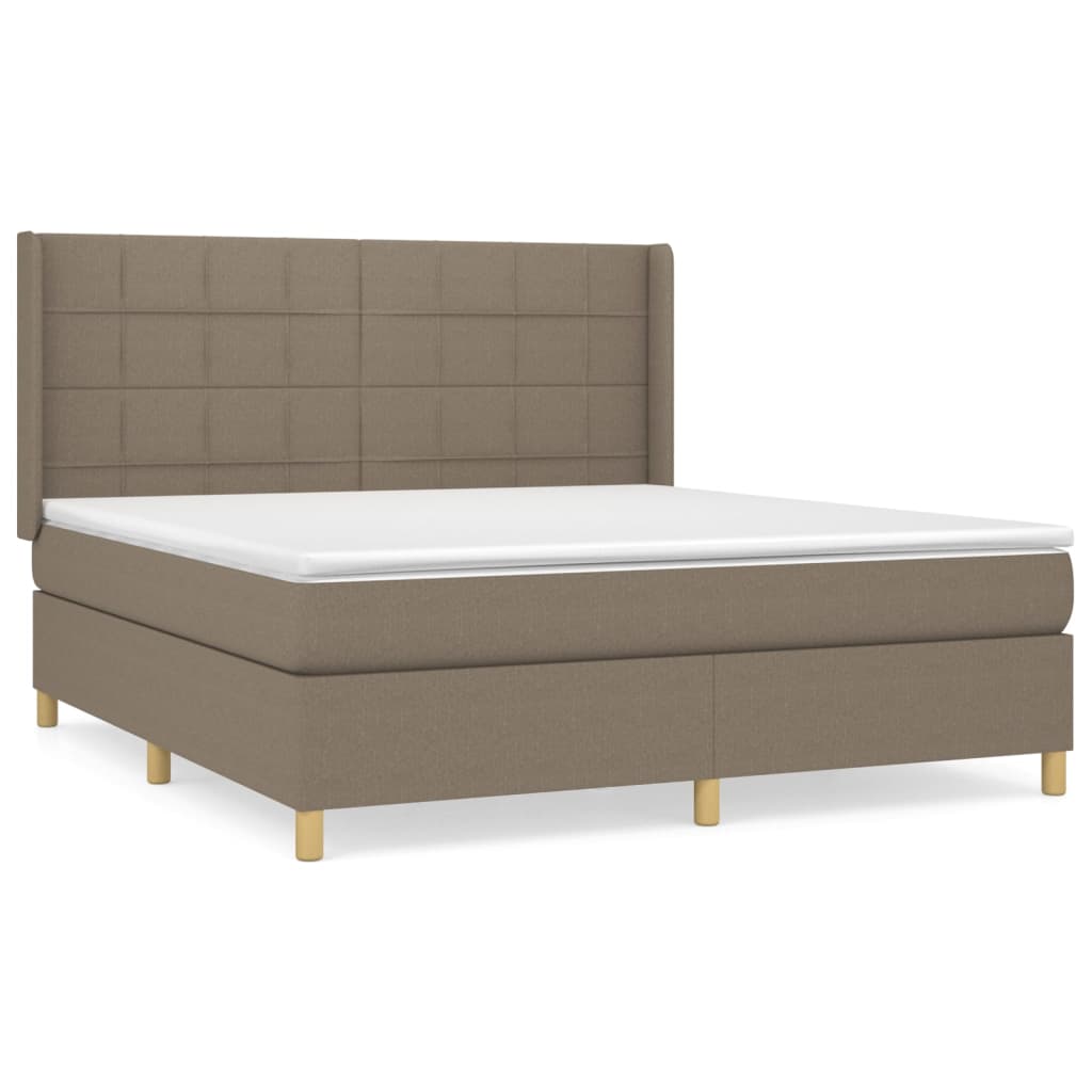 vidaXL Box spring postelja z vzmetnico taupe 180x200 cm blago