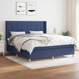 Box spring postel s matrací modrá 180x200 cm textil - obrázek 1