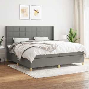 Box spring postel s matrací tmavě šedá 200x200 cm textil - obrázek 1