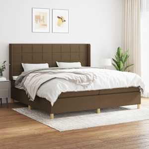 Box spring postel s matrací tmavě hnědá 200x200 cm textil - obrázek 1