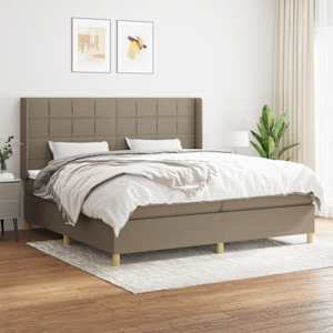 Box spring postel s matrací taupe 200x200 cm textil - obrázek 1