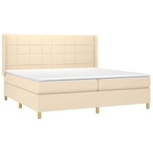 Box spring postel s matrací krémová 200x200 cm textil - obrázek 3