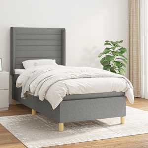 Box spring postel s matrací tmavě šedá 80 x 200 cm textil - obrázek 1
