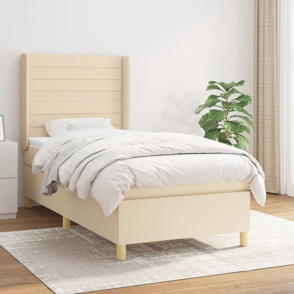 Boxspringbett mit Matratze Creme 80×200 cm Stoff