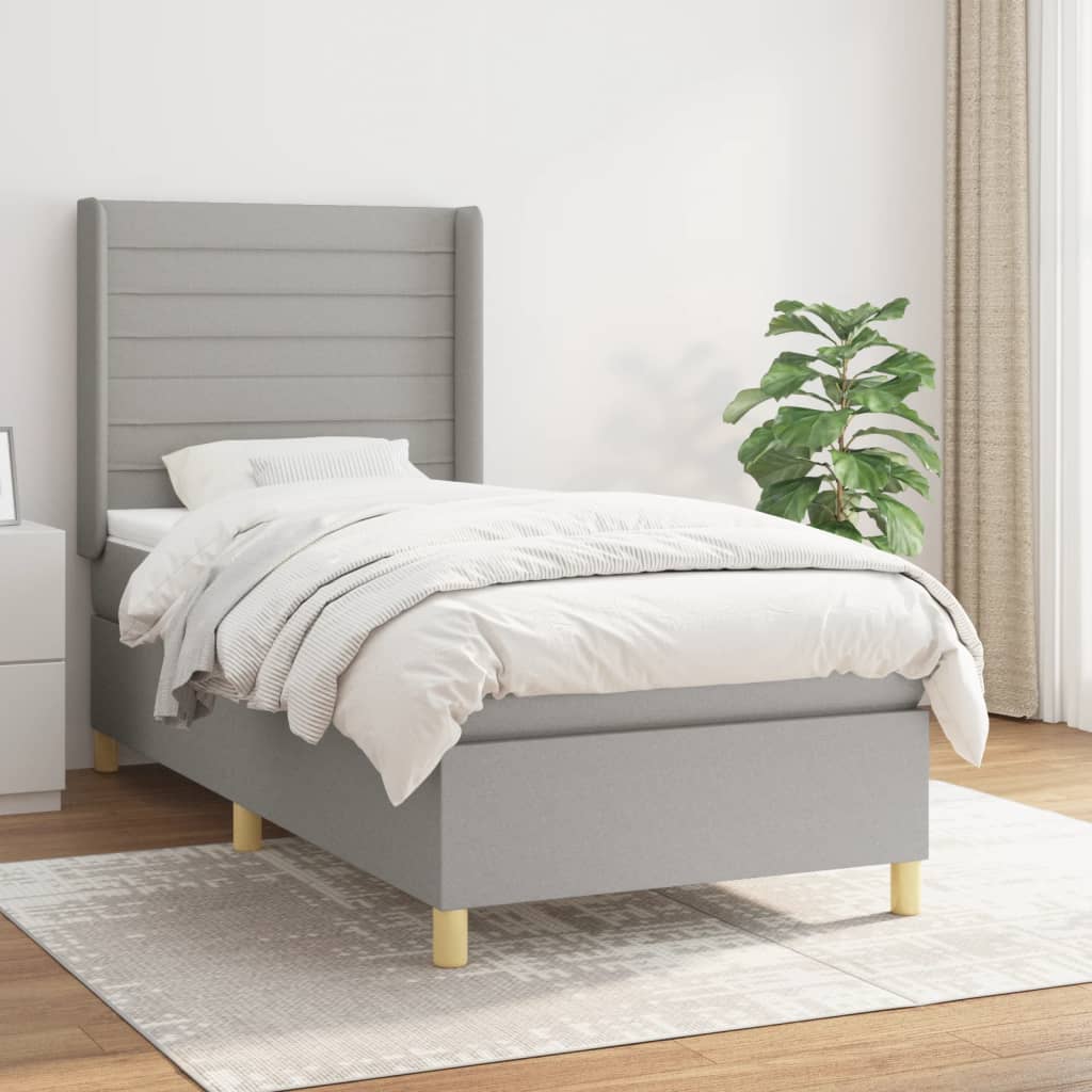  ΚΡΕΒΑΤΙ BOXSPRING ΜΕ ΣΤΡΩΜΑ ΑΝΟΙΧΤΟ ΓΚΡΙ 90X190 ΕΚ. ΥΦΑΣΜΑΤΙΝΟ V-3132033