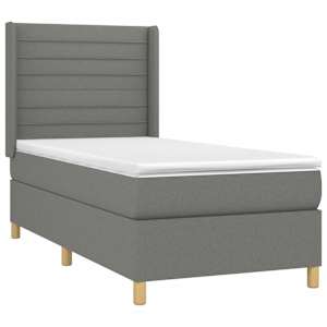 Box spring postel s matrací tmavě šedá 90x190 cm textil - obrázek 3
