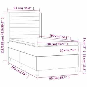 Box spring postel s matrací tmavě šedá 90x190 cm textil - obrázek 7