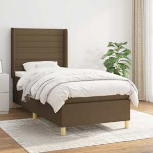 Box spring postelja z vzmetnico temno rjav 90x190 cm blago