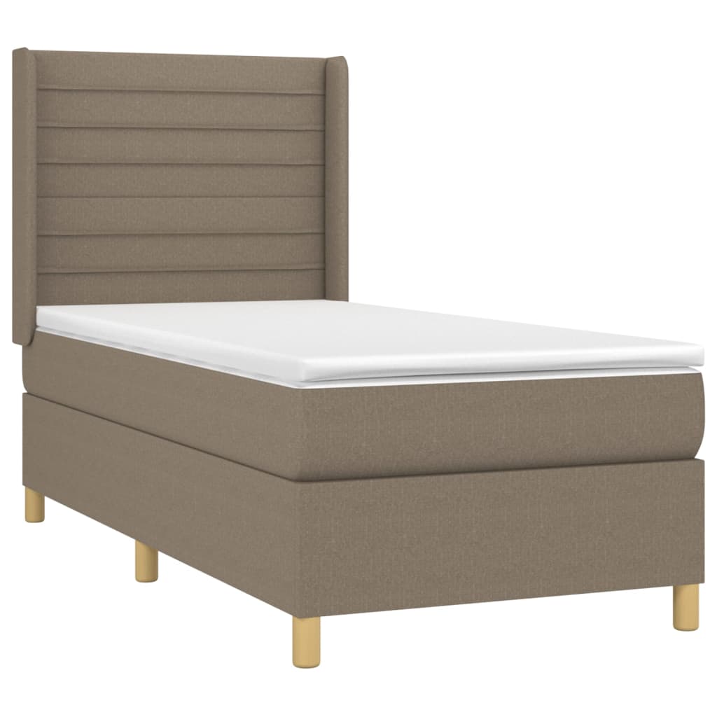 vidaXL Boxspring met matras stof taupe 90x200 cm afbeelding