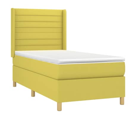 vidaXL Lova su spyruoklėmis ir čiužiniu, žalia, 90x200 cm, audinys