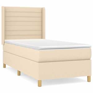 Box spring postel s matrací krémová 100 x 200 cm textil - obrázek 2