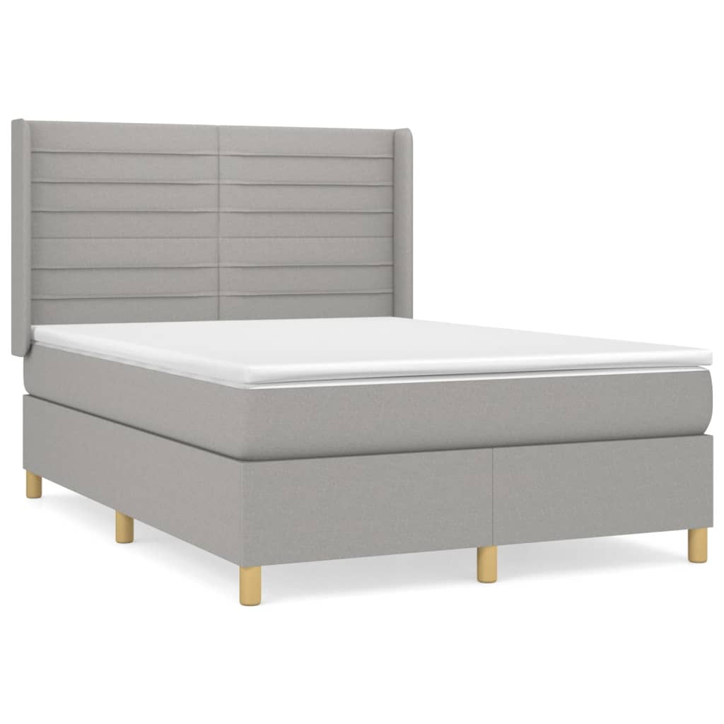 vidaXL Box spring posteljni z vzmetnico svetlo siv 140x190 cm blago