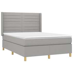 Box spring postel s matrací světle šedá 140 x 190 cm textil - obrázek 3