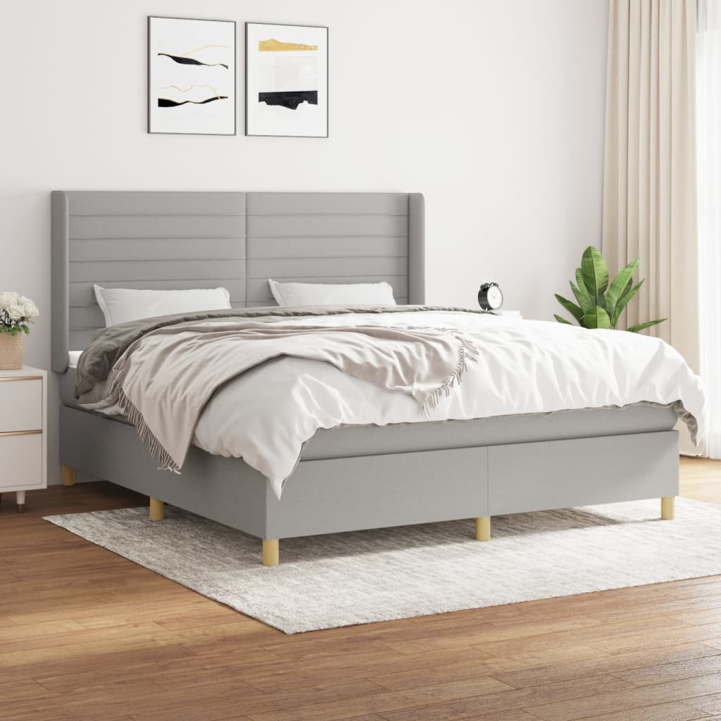 Box spring postel s matrací světle šedá 160 x 200 cm textil