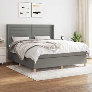 Box spring postel s matrací tmavě šedá 160x200 cm textil - obrázek 1